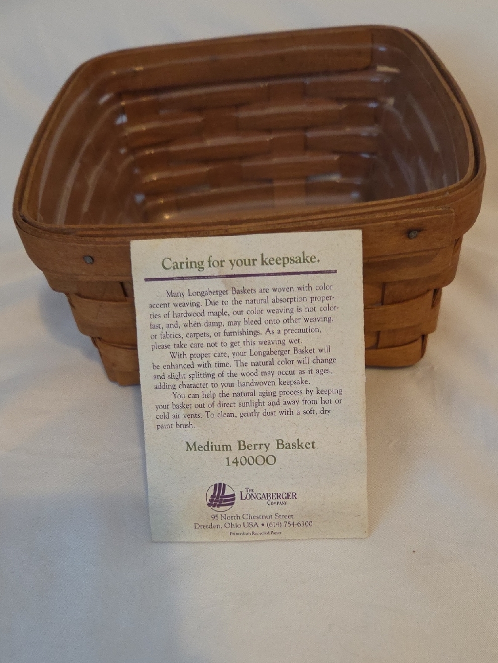 Longaberger Brown Handwoven Square Berry Basket